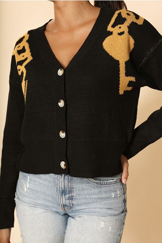 Lock and key cropped cardigan - Happily Ever Atchison Shop Co.