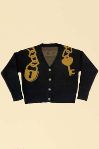 Lock and key cropped cardigan - Happily Ever Atchison Shop Co.