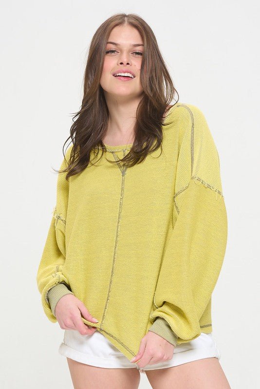 LONG DOLMAN SLEEVE ROUND NECK CASUAL KNIT SWEATER - Happily Ever Atchison Shop Co.