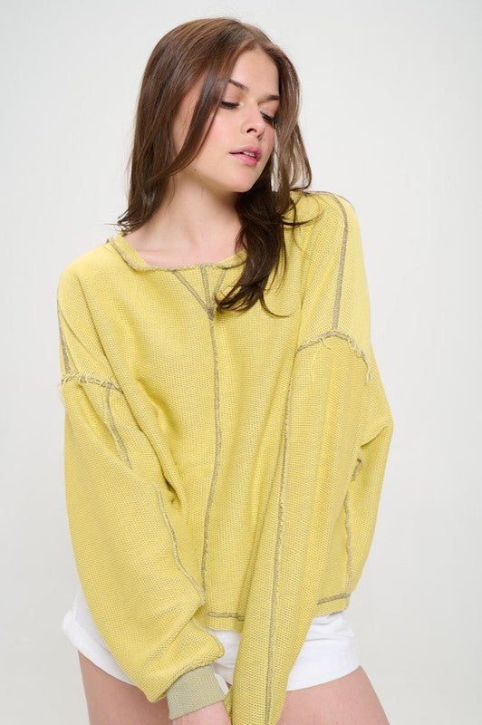 LONG DOLMAN SLEEVE ROUND NECK CASUAL KNIT SWEATER - Happily Ever Atchison Shop Co.