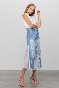 LONG LENGTH DENIM SKIRT - Happily Ever Atchison Shop Co.