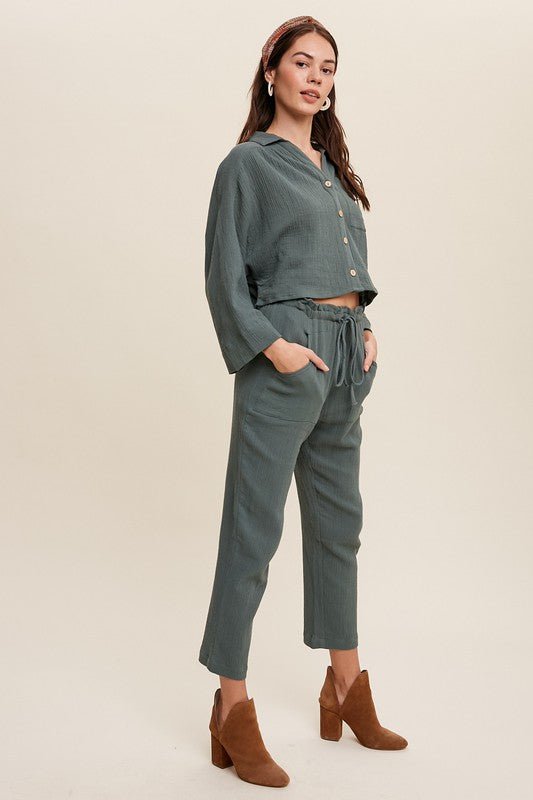 Long Sleeve Button Down and Long Pants Sets - Happily Ever Atchison Shop Co.