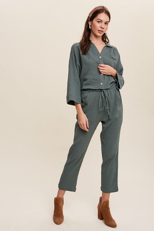 Long Sleeve Button Down and Long Pants Sets - Happily Ever Atchison Shop Co.