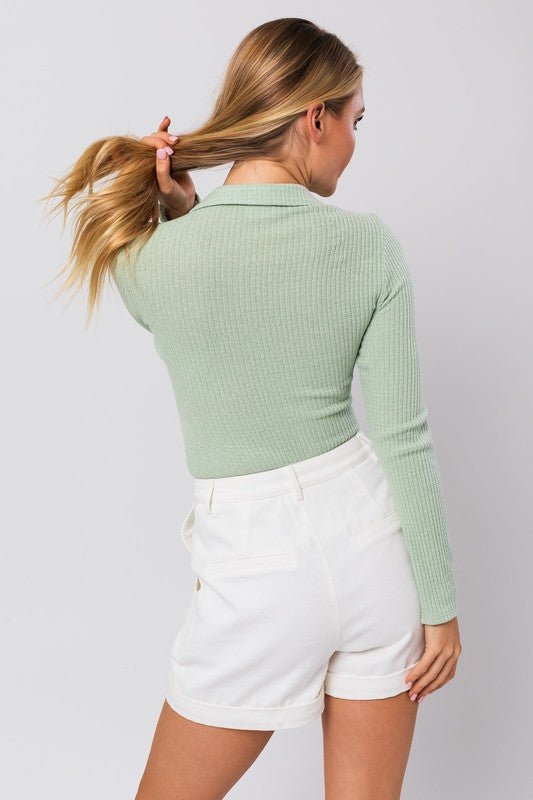 Long Sleeve Collared Bodysuit - Happily Ever Atchison Shop Co.