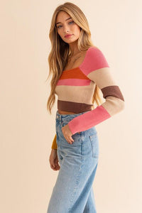 Long Sleeve Color Block Stripe Knit Top - Happily Ever Atchison Shop Co.