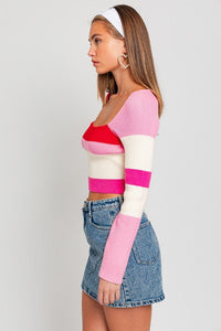 Long Sleeve Color Block Stripe Knit Top - Happily Ever Atchison Shop Co.