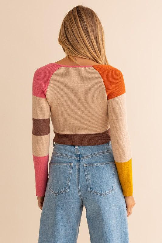 Long Sleeve Color Block Stripe Knit Top - Happily Ever Atchison Shop Co.