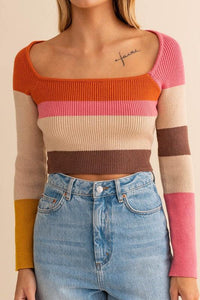 Long Sleeve Color Block Stripe Knit Top - Happily Ever Atchison Shop Co.