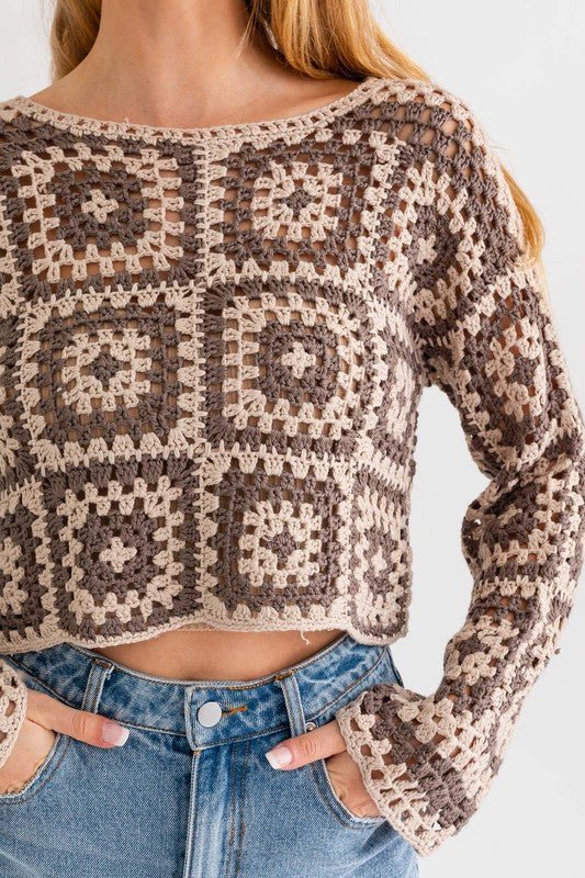 Long Sleeve Crochet Top - Happily Ever Atchison Shop Co.