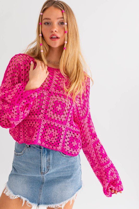 Long Sleeve Crochet Top - Happily Ever Atchison Shop Co.