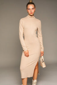 Long Sleeve Mock Neck Midi Dress - Happily Ever Atchison Shop Co.