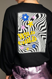 Long Sleeve Oversized Wild Child Graphic Pullover - Happily Ever Atchison Shop Co.