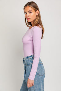 Long Sleeve Round Neck Ribbed Bodysuit - Happily Ever Atchison Shop Co.