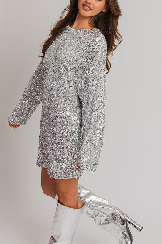 Long Sleeve Sequin Mini Dress - Happily Ever Atchison Shop Co.