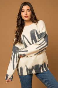 Long Sleeve Spray Print Sweater - Happily Ever Atchison Shop Co.