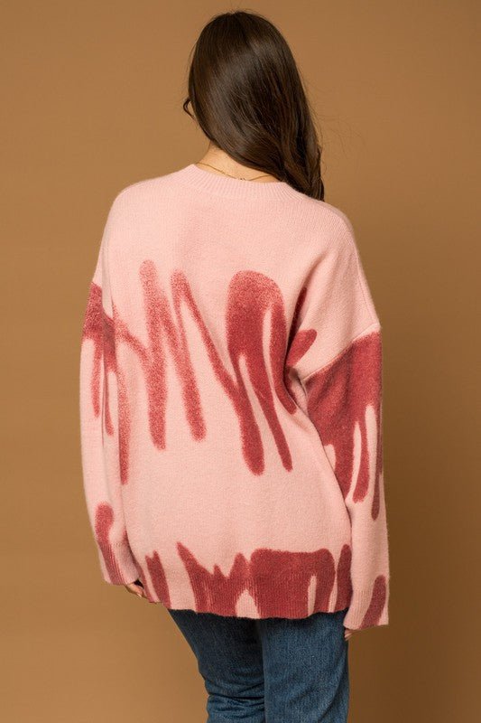 Long Sleeve Spray Print Sweater - Happily Ever Atchison Shop Co.