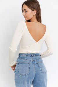 Long Sleeve Surplice Bodysuit - Happily Ever Atchison Shop Co.