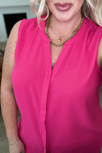 Love Me Now Sleeveless Blouse in Hot Pink - Happily Ever Atchison Shop Co.