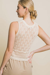 Love Tree Contrast line Openwork Knit Tank - Happily Ever Atchison Shop Co.