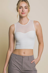 Love Tree Round Neck Ribbed Cropped Mesh Tank - Happily Ever Atchison Shop Co.