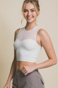 Love Tree Round Neck Ribbed Cropped Mesh Tank - Happily Ever Atchison Shop Co.