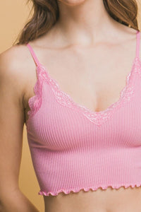 Love Tree Seamless Lace Detail Cropped Cami - Happily Ever Atchison Shop Co.