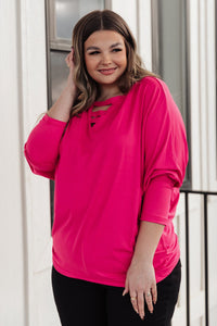 Lovely Ladder V Neck Top in Pink - Happily Ever Atchison Shop Co.