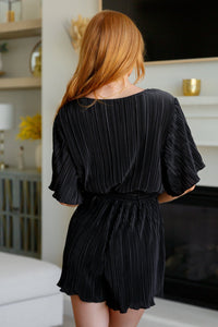 Lovely Life Plisse Romper in Black - Happily Ever Atchison Shop Co.