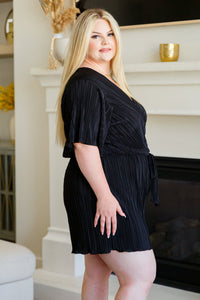 Lovely Life Plisse Romper in Black - Happily Ever Atchison Shop Co.