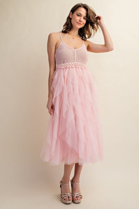 LOVELY TULLE MIDI CROCHET DRESS - Happily Ever Atchison Shop Co.