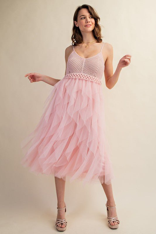 LOVELY TULLE MIDI CROCHET DRESS - Happily Ever Atchison Shop Co.