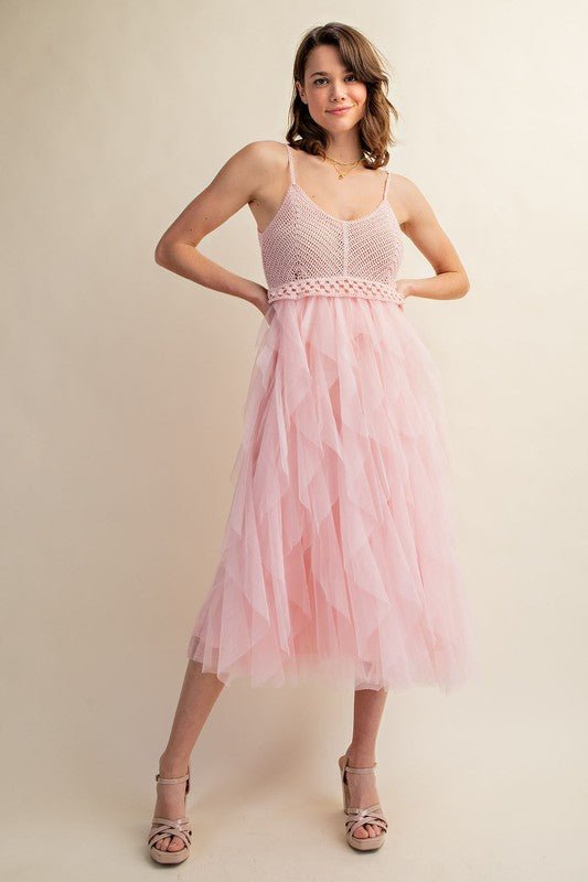 LOVELY TULLE MIDI CROCHET DRESS - Happily Ever Atchison Shop Co.