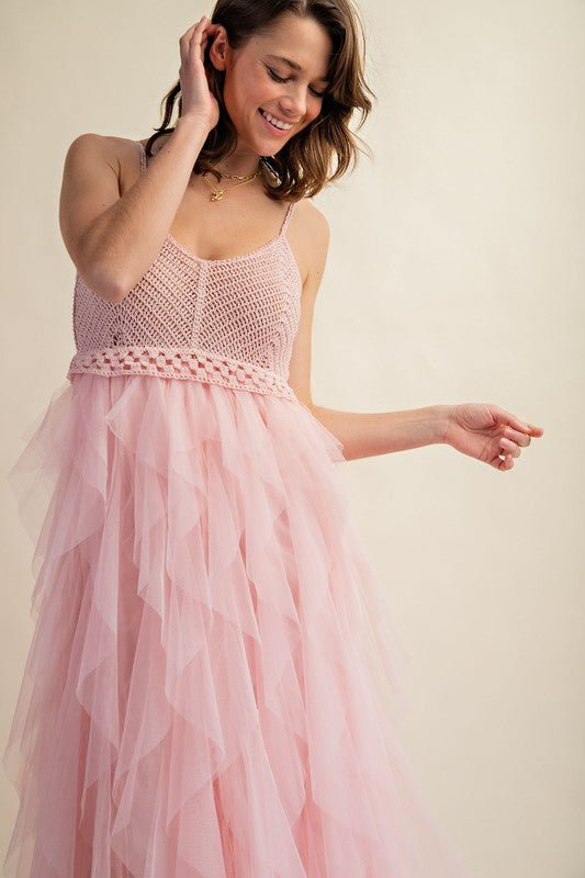 LOVELY TULLE MIDI CROCHET DRESS - Happily Ever Atchison Shop Co.