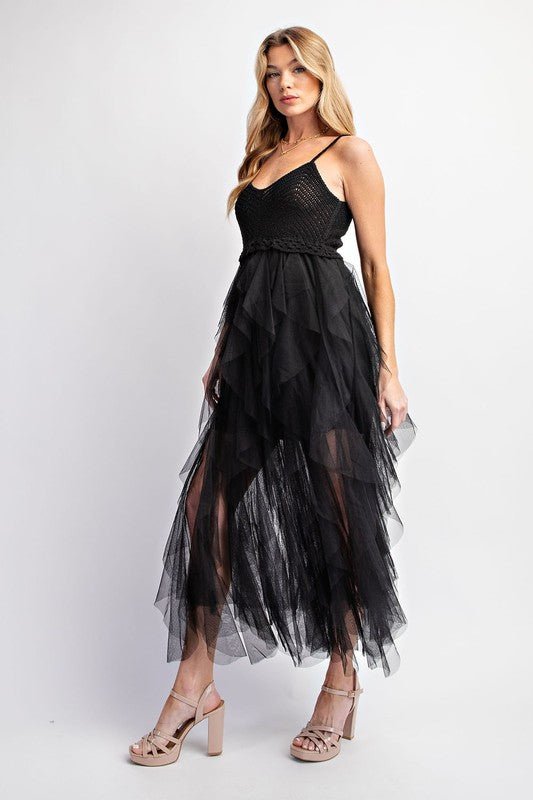 LOVELY TULLE MIDI CROCHET DRESS - Happily Ever Atchison Shop Co.