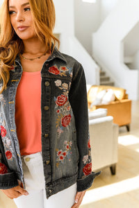 Lovely Visions Flower Embroidered Jacket - Happily Ever Atchison Shop Co.