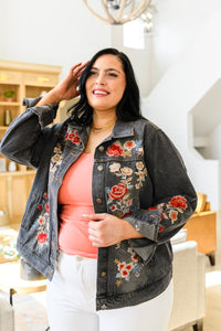 Lovely Visions Flower Embroidered Jacket - Happily Ever Atchison Shop Co.