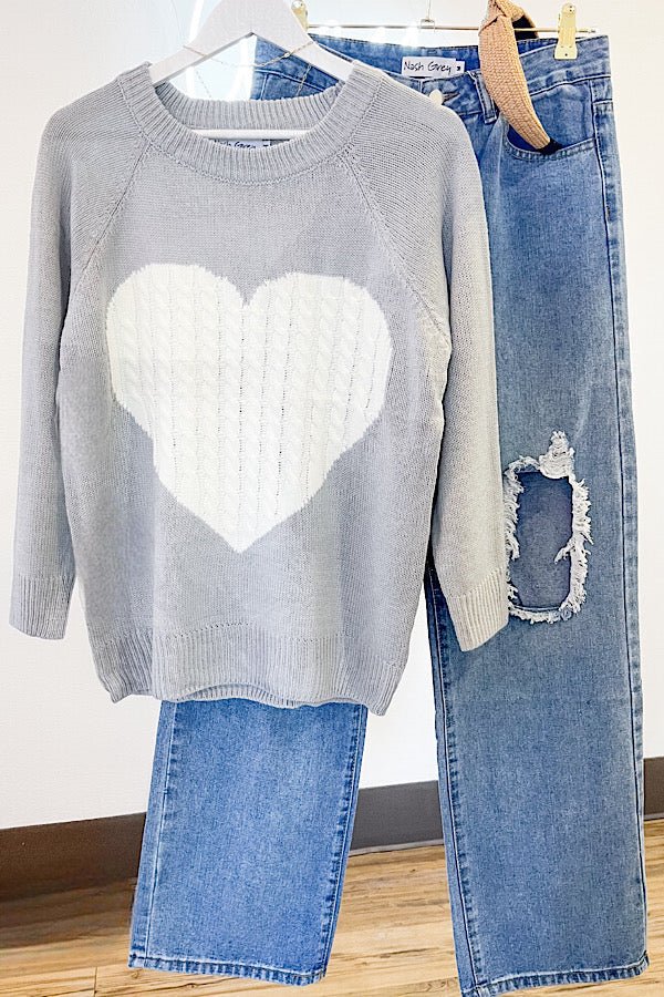 Lover Boy Gray Heart Sweater - Happily Ever Atchison Shop Co.