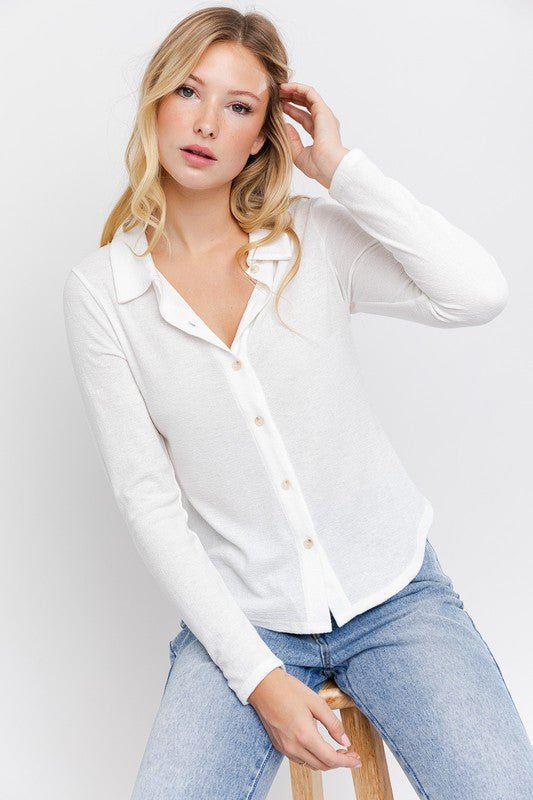 L/S Button Down Top - Happily Ever Atchison Shop Co.