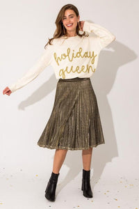 Lurex Fabric Pleated Midi Skirt - Happily Ever Atchison Shop Co.