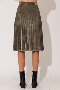Lurex Fabric Pleated Midi Skirt - Happily Ever Atchison Shop Co.