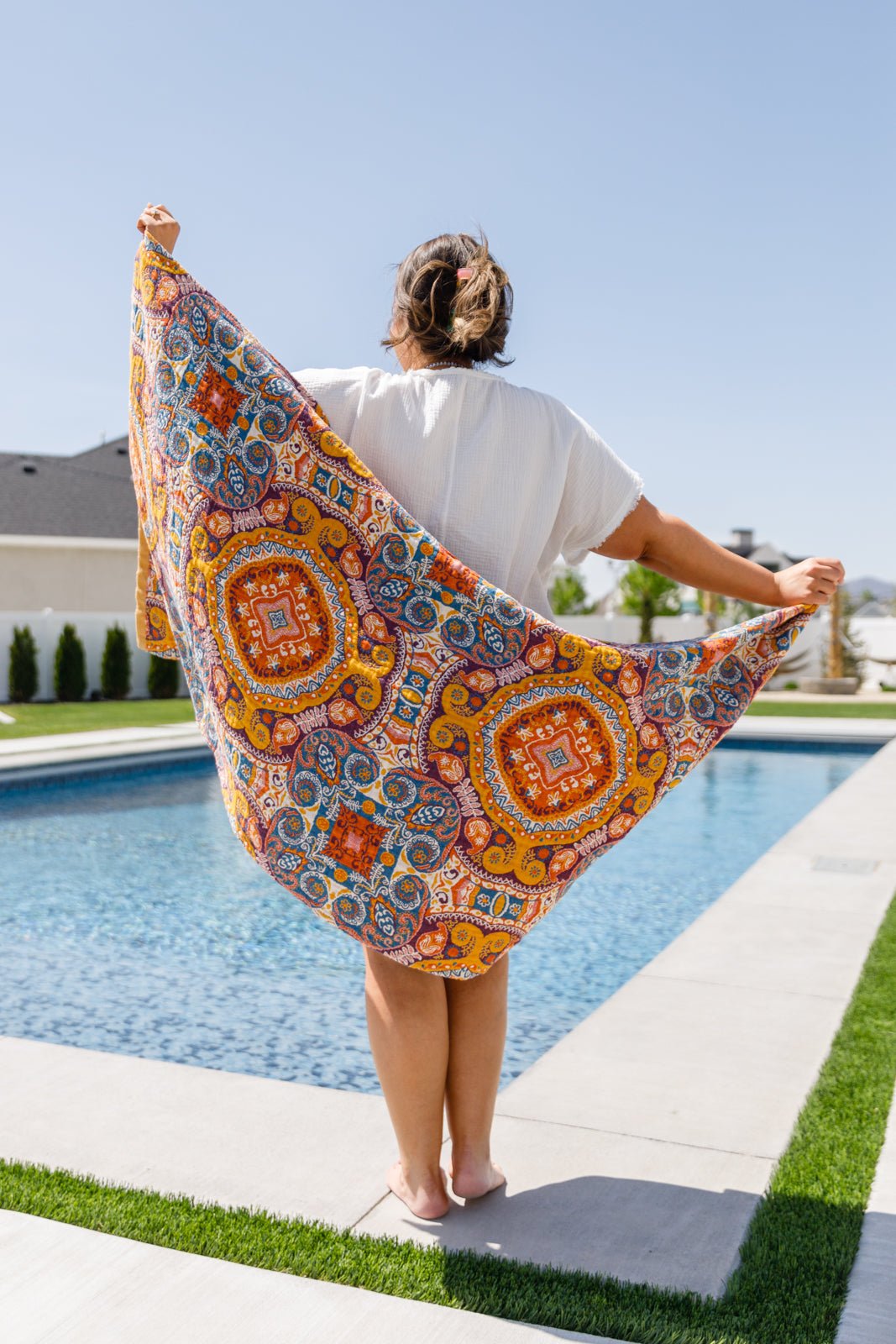 Luxury Beach Towel in Boho Medallions - Happily Ever Atchison Shop Co.