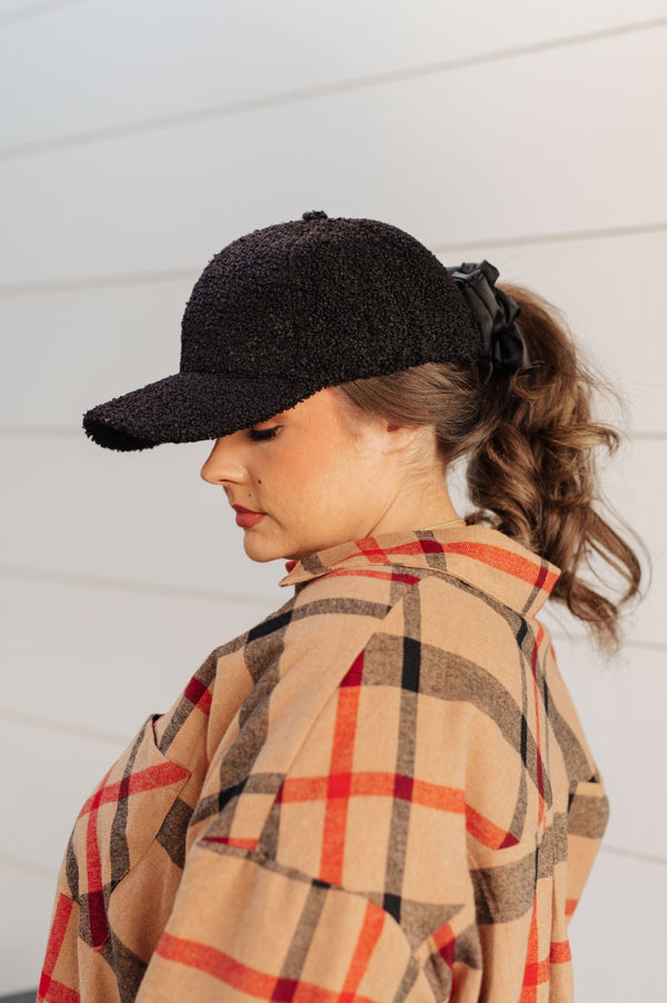 Lyla Sherpa Ball Cap in Black - Happily Ever Atchison Shop Co.