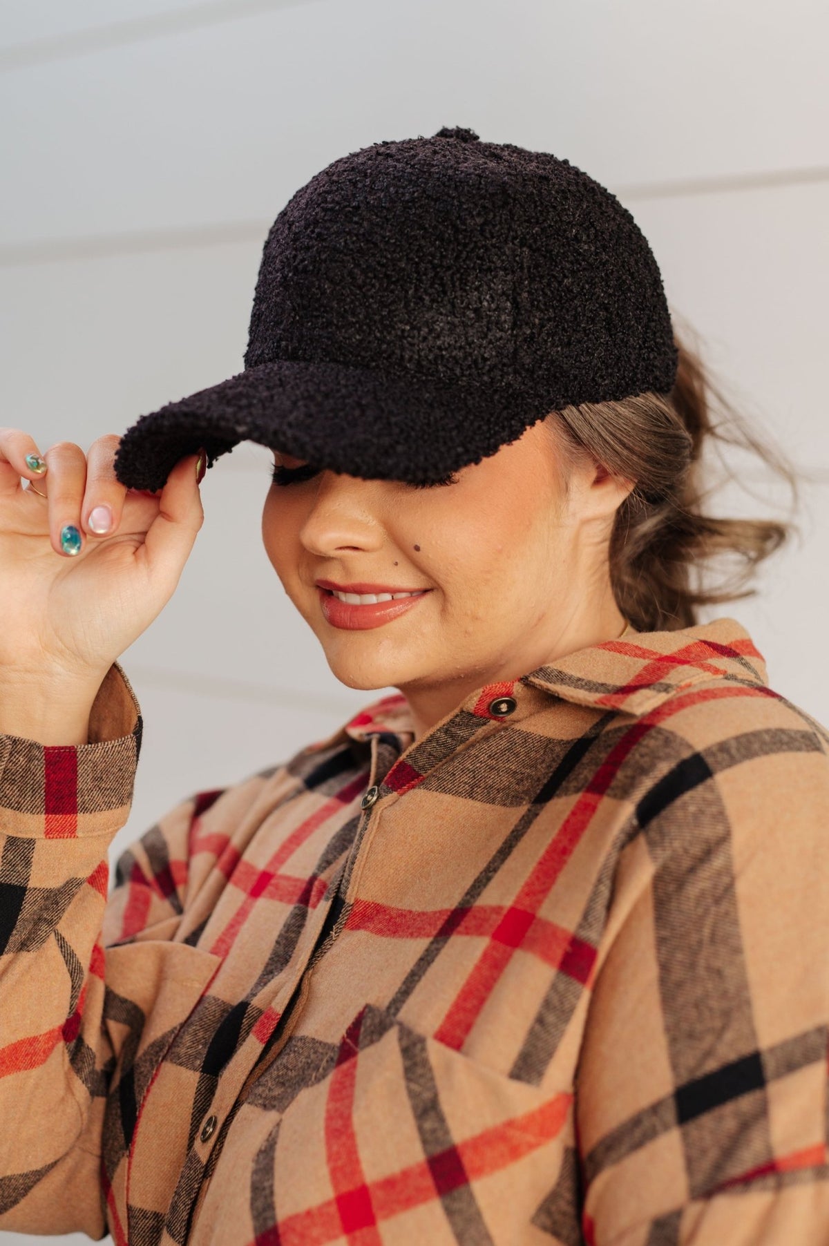 Lyla Sherpa Ball Cap in Black - Happily Ever Atchison Shop Co.