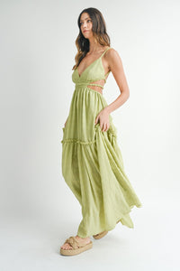 MABLE Cutout Waist Backless Maxi Dress - Happily Ever Atchison Shop Co.