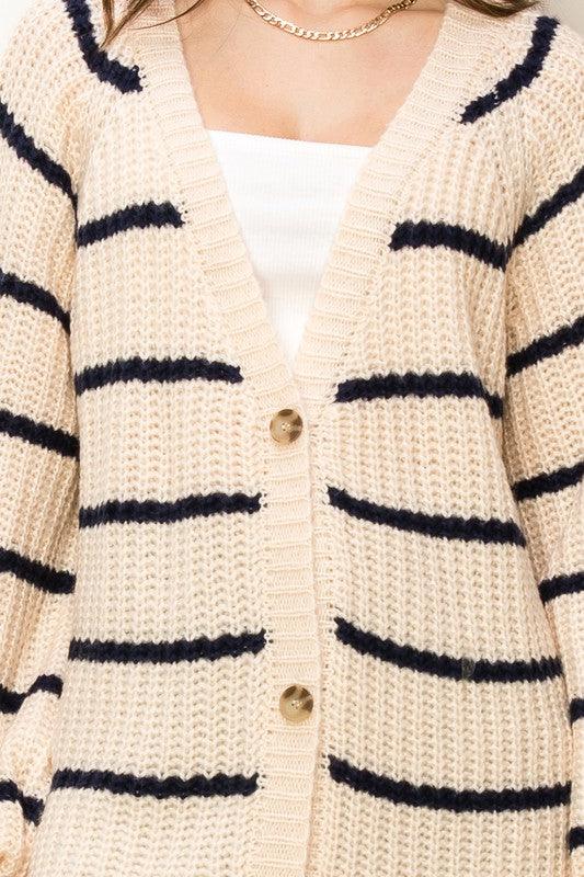 Made for Style Oversized Striped Sweater Cardigan - Happily Ever Atchison Shop Co.