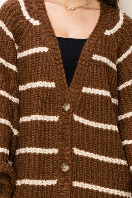 Made for Style Oversized Striped Sweater Cardigan - Happily Ever Atchison Shop Co.
