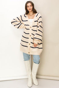 Made for Style Oversized Striped Sweater Cardigan - Happily Ever Atchison Shop Co.