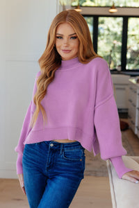 Mags Side Slit Cropped Sweater in Mauve - Happily Ever Atchison Shop Co.