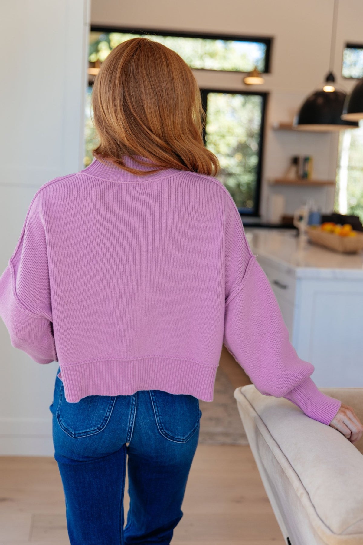 Mags Side Slit Cropped Sweater in Mauve - Happily Ever Atchison Shop Co.