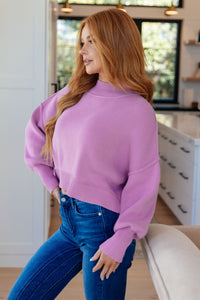 Mags Side Slit Cropped Sweater in Mauve - Happily Ever Atchison Shop Co.